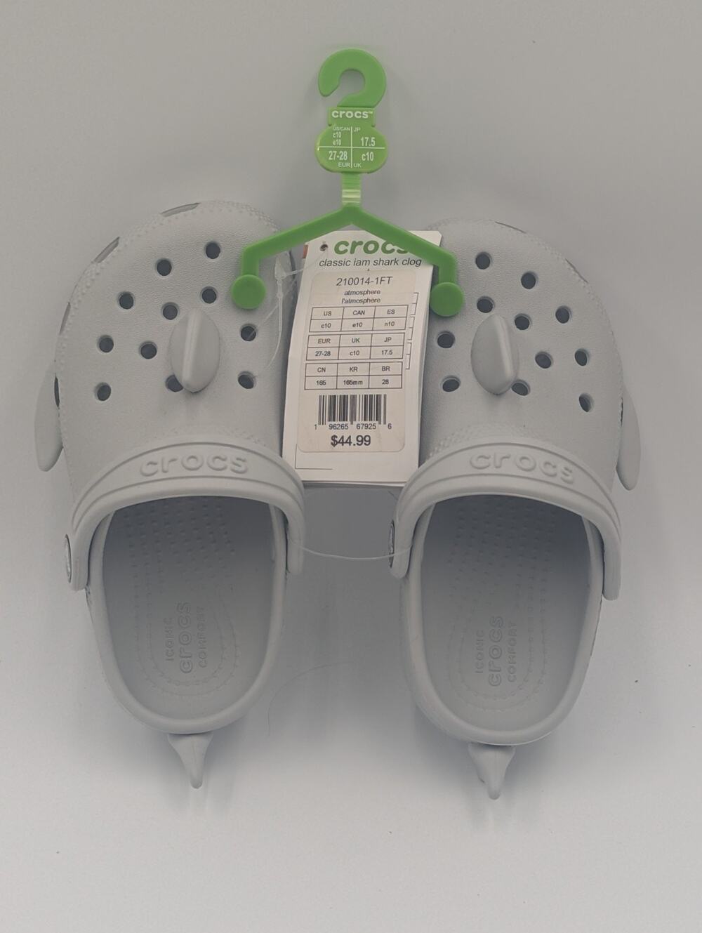 Crocs Classic I AM Shark 210014-1FT Clogs Toddler Size C10 Gray Casual Shoes